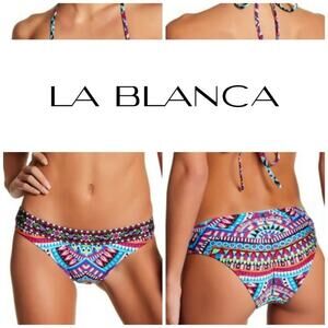 LA BLANCA Flora Cali Ruched Bikini Swimsuit Bottom NWOT Boho Print